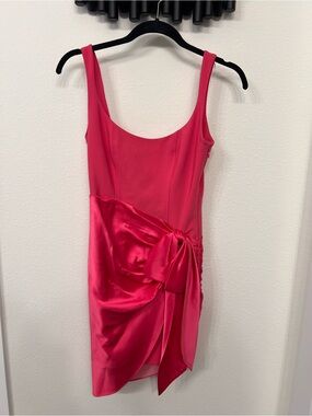 cinq a sept Hot Pink Satin-Trim Mini Dress